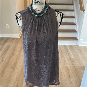 💙Elegant Lace Sleeveless Top - Gray